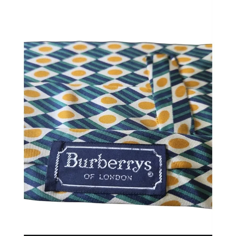 VTG Burberrys Of London Silk Tie Geometric Diamond Oval Pattern 70s Retro Mod